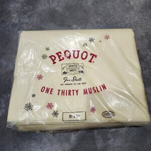 2 Vintage NOS Pequot Fine Muslin 130 Thread Yellow Double/Full Flat Sheets 81x99